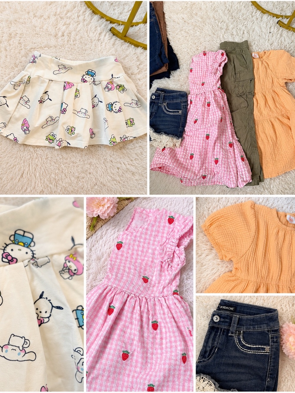 Kids lot/bundle Pink Strawberry Print Dress, Gap joggers Pants, Jordache Shorts-